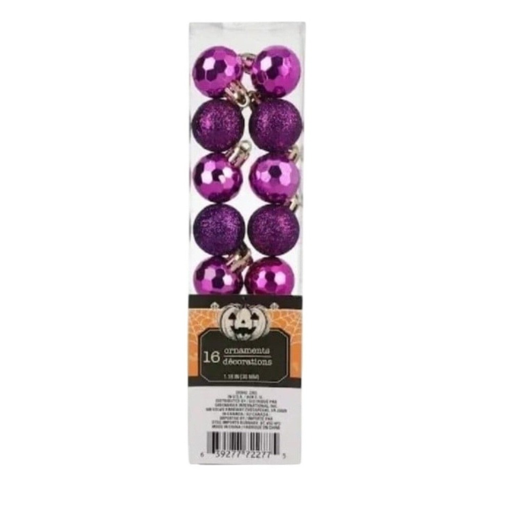 Halloween Purple Ball Ornaments 16 Ct Glitter Faceted Mini Decorations 422-426